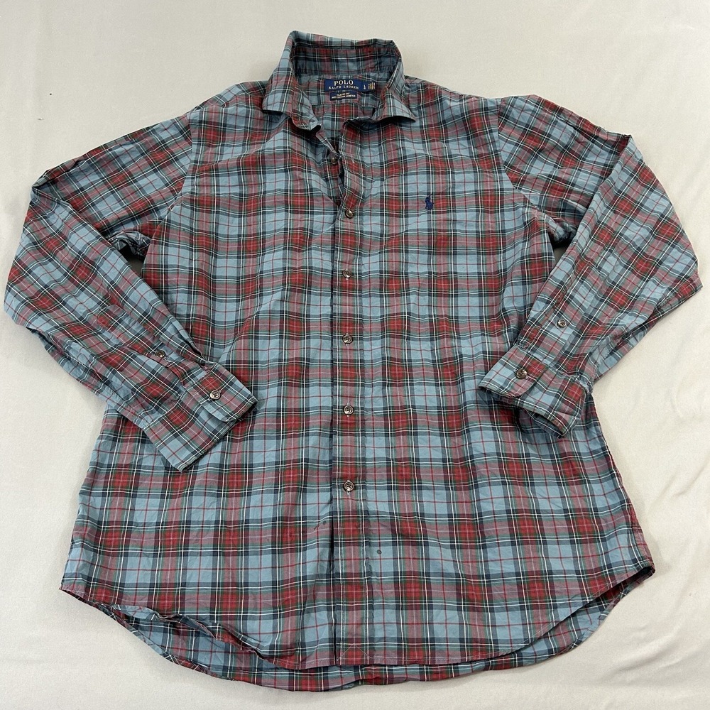 Polo‎ Ralph Lauren Shirt Men's Large Long Sleeve Button Up Plaid Casual Light